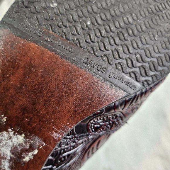 VTG Pertti Palmroth Women's Burgundy Leather Embossed Point Toe Ankle Boots 6 - Picture 6 of 15